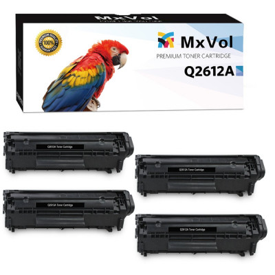 Mxvol Compatible HP 12A Q2612A Canon 104 Toner Cartridge use for HP Laserjet 1010 1012 1015 1018 1020 1022 Canon FAX-L100 L140 L120 MF4150 Series Printers (Black, 4-Pack)